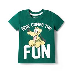 Babyhug Disney Single Jersey Knit Half Sleeves T-Shirt & Shorts Night Suit With Pluto Graphics - Green