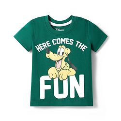 Babyhug Disney Single Jersey Knit Half Sleeves T-Shirt & Shorts Night Suit With Pluto Graphics - Green