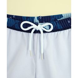 Babyhug Raglan Half Sleeves Shark Printed Two Piece Swimsuit With Cap - Navy Blue
