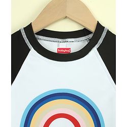 Babyhug Raglan Full Sleeves Rainbow Printed Two Piece Swimsuit - Black