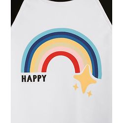 Babyhug Raglan Full Sleeves Rainbow Printed Two Piece Swimsuit - Black