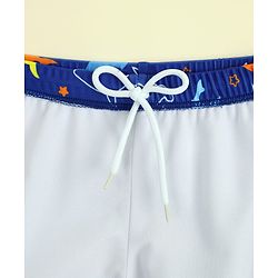Babyhug Sea Life Printed Swimming Trunk With Cap - Navy Blue