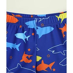 Babyhug Sea Life Printed Swimming Trunk With Cap - Navy Blue