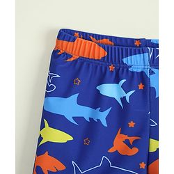 Babyhug Sea Life Printed Swimming Trunk With Cap - Navy Blue