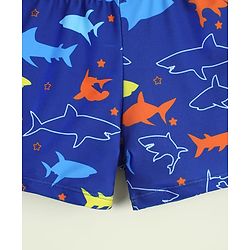 Babyhug Sea Life Printed Swimming Trunk With Cap - Navy Blue