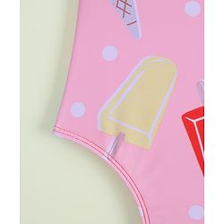 Babyhug Sleeveless Ice Cream Printed V Cut Swimsuit - Pink