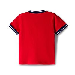 Babyhug Cotton Knit Half Sleeves Oversized Collared T-Shirt with NYC Print - Red