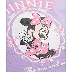 Babyhug Disney Single Jersey Knit Half Sleeves T-Shirt & Shorts Night Suit With Minnie Mouse Graphics - Lavender
