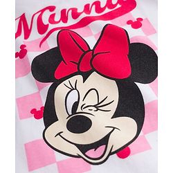 Babyhug Disney Single Jersey Knit Half Frill Sleeves T-Shirt & Pant Set with Minnie Mouse Graphic - Red & White