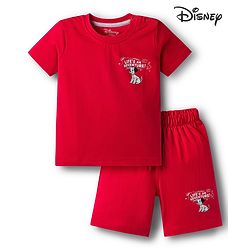Babyhug Disney Single Jersey Knit Half Sleeves T-Shirt & Shorts Co-ord Night Suit With 101 Dalmatians Graphics - Red