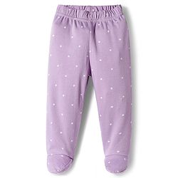 Babyhug Cotton Interlock Knit Bootie Leggings with Polka Dot Floral & Fox Print Pack of 3 - Purple Lilac & Pink