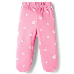 Babyhug Cotton Interlock Knit Bootie Leggings with Polka Dot Floral & Fox Print Pack of 3 - Purple Lilac & Pink