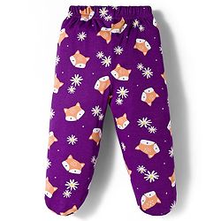 Babyhug Cotton Interlock Knit Bootie Leggings with Polka Dot Floral & Fox Print Pack of 3 - Purple Lilac & Pink