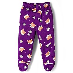 Babyhug Cotton Interlock Knit Bootie Leggings with Polka Dot Floral & Fox Print Pack of 3 - Purple Lilac & Pink