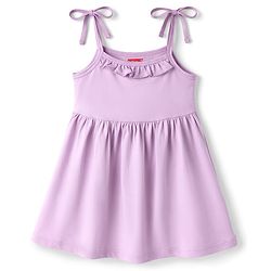 Babyhug Cotton Knit Frocks with Bloomer/Shorts with Ruffled Neck Lilac 0-0 Months