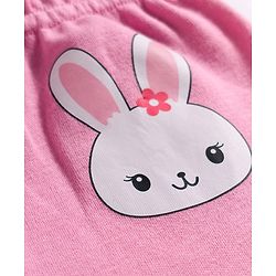 Babyhug Cotton Interlock Knit Bootie Leggings with Floral & Rabbit Print Pack of 3 - Purple White & Pink