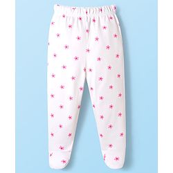 Babyhug Cotton Interlock Knit Bootie Leggings with Floral & Rabbit Print Pack of 3 - Purple White & Pink