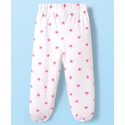 Babyhug Cotton Interlock Knit Bootie Leggings with Floral & Rabbit Print Pack of 3 - Purple White & Pink