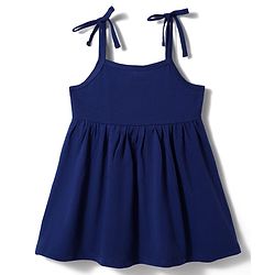Babyhug Single Jersey Knit Frocks with Bloomer/Shorts Tie-Up Shoulder Straps Navy New Born