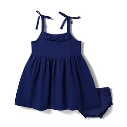 Babyhug Single Jersey Knit Frocks with Bloomer/Shorts Tie-Up Shoulder Straps Navy New Born