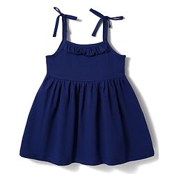 Babyhug Single Jersey Knit Frocks with Bloomer/Shorts Tie-Up Shoulder Straps Navy New Born