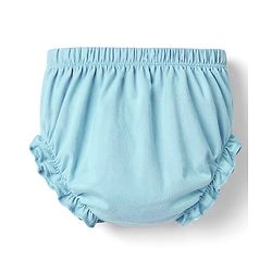 Babyhug Cotton Knit Frocks with Bloomers/Shorts Ruffled Neck Blue 0-3 Months