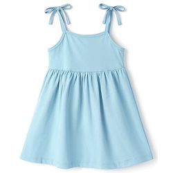 Babyhug Cotton Knit Frocks with Bloomers/Shorts Ruffled Neck Blue 0-3 Months