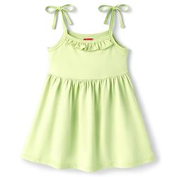 Babyhug Single Jersey Knit Sleeveless Tie-Knot Frock & Bloomer - Green