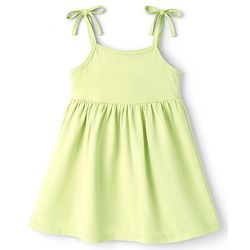 Babyhug Single Jersey Knit Sleeveless Tie-Knot Frock & Bloomer - Green