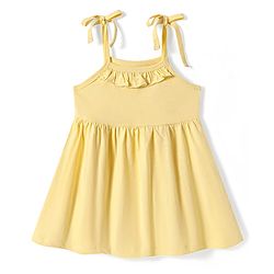 Babyhug Single Jersey Knit Sleeveless Solid Frock With Bloomer - Yellow