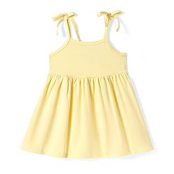 Babyhug Single Jersey Knit Sleeveless Solid Frock With Bloomer - Yellow