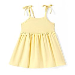 Babyhug Single Jersey Knit Sleeveless Solid Frock With Bloomer - Yellow