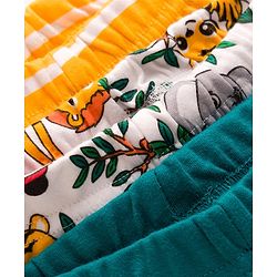 Babyhug Interlock Cotton Knit Full Length Jungle Theme Printed Bootie Leggings Pack Of 3 - Multicolour
