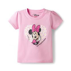 Babyhug Disney Single Jersey Knit Half Sleeves T-Shirt & Shorts Night Suit With Minnie Mouse Print - Pink