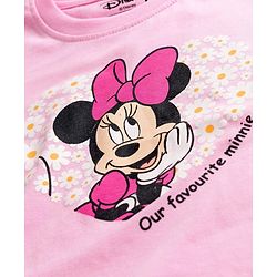 Babyhug Disney Single Jersey Knit Half Sleeves T-Shirt & Shorts Night Suit With Minnie Mouse Print - Pink