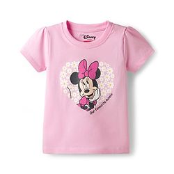 Babyhug Disney Single Jersey Knit Half Sleeves T-Shirt & Shorts Night Suit With Minnie Mouse Print - Pink