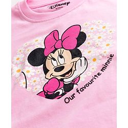 Babyhug Disney Single Jersey Knit Half Sleeves T-Shirt & Shorts Night Suit With Minnie Mouse Print - Pink