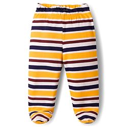 Babyhug Interlock Cotton Knit Bootie Leggings With Stripes & Animal Print Pack Of 3 - Multicolour