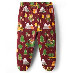 Babyhug Interlock Cotton Knit Bootie Leggings With Stripes & Animal Print Pack Of 3 - Multicolour