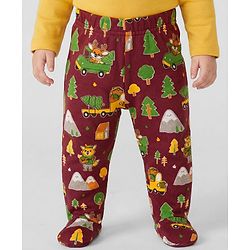 Babyhug Interlock Cotton Knit Bootie Leggings With Stripes & Animal Print Pack Of 3 - Multicolour