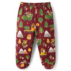 Babyhug Interlock Cotton Knit Bootie Leggings With Stripes & Animal Print Pack Of 3 - Multicolour