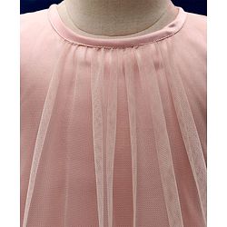 Babyhug Flutter Sleeves Party Wear Frock Floral Embroidery - Peach