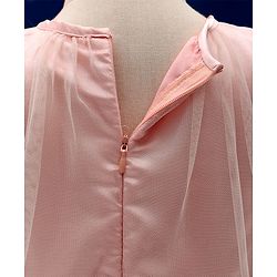 Babyhug Flutter Sleeves Party Wear Frock Floral Embroidery - Peach