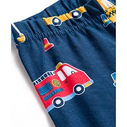 Babyhug Interlock Knit Footed Vehicle Printed Bootie Leggings Pack of 3 - Blue Navy & White
