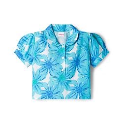 Babyhug Cotton Woven Half Sleeves Floral Printed Top & Skirts Set - Blue