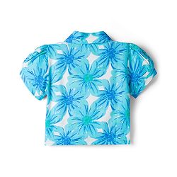 Babyhug Cotton Woven Half Sleeves Floral Printed Top & Skirts Set - Blue