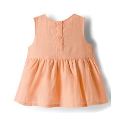 Babyhug Cotton Woven Sleeveless Solid Colour Top with Bow Applique & Shorts Set - Peach