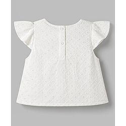 Babyhug Cotton Woven Half Sleeves Top & Layered Skirt Set With Floral Print - White