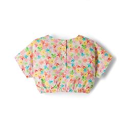 Babyhug Cotton Woven Half Sleeves Floral Printed Co-ord Top & Pant Set - White & Pink
