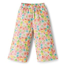 Babyhug Cotton Woven Half Sleeves Floral Printed Co-ord Top & Pant Set - White & Pink
